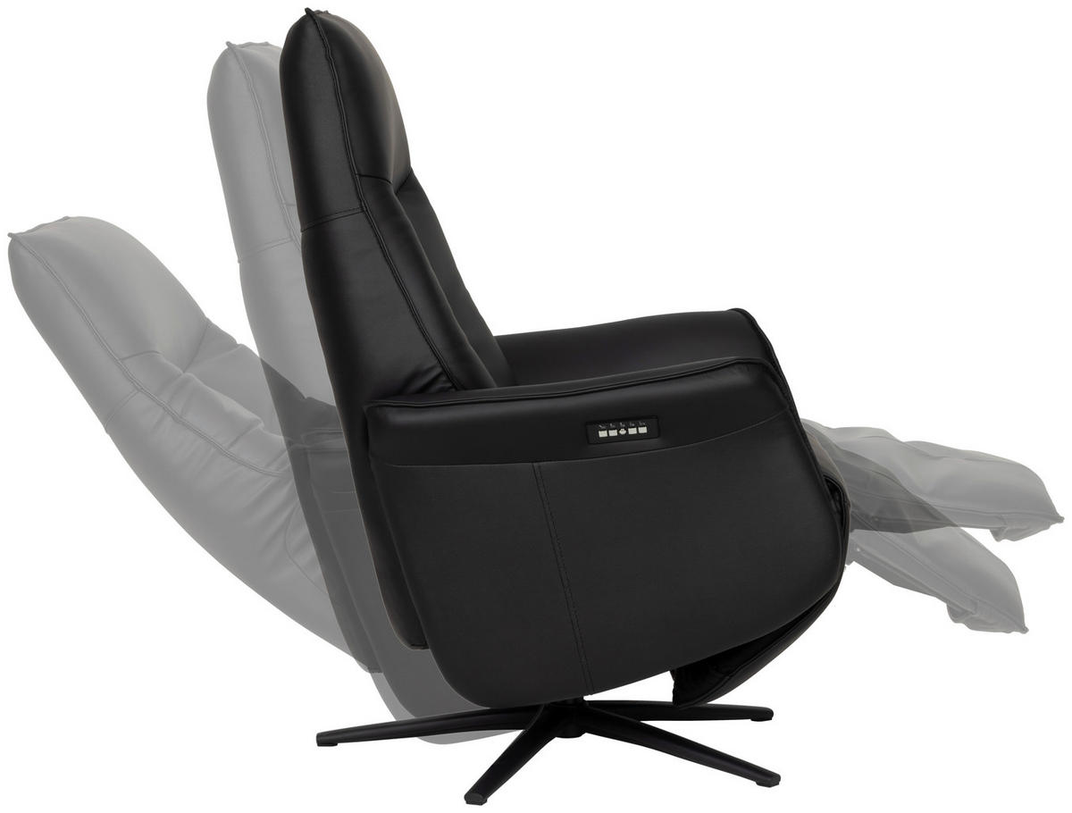 RELAXSESSEL Lederlook Echtleder    - Schwarz, Design, Leder/Holz (79/110/83cm) - Livetastic