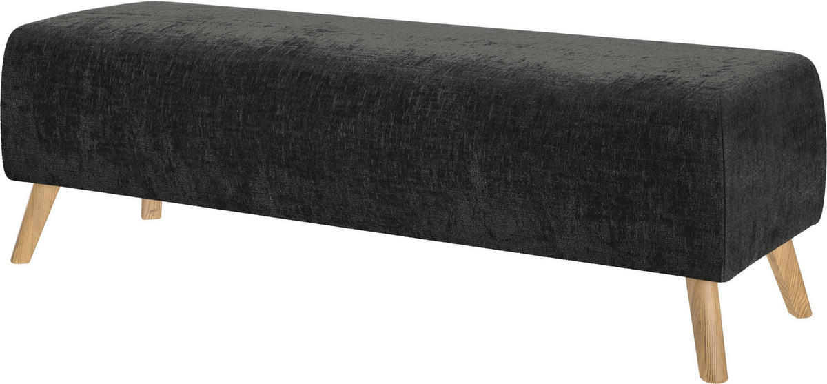 BETTBANK Webstoff Eiche Schwarz  - Schwarz, Design, Holz/Textil (145/45/48cm) - Esposa