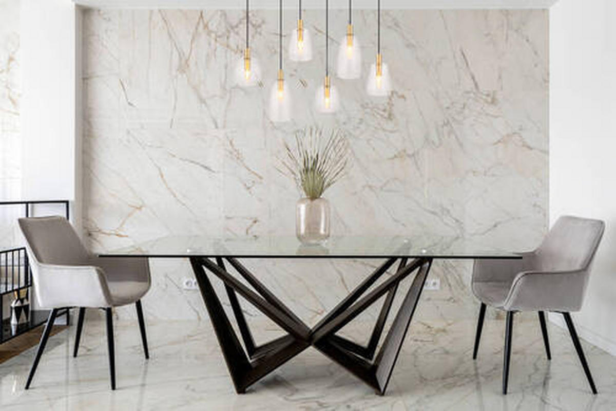 LAMPĂ SUSPENDATĂ 97/32,5/130 cm  - străveziu/alămiu, Konventionell, sticlă/metal (97/32,5/130cm) - Globo