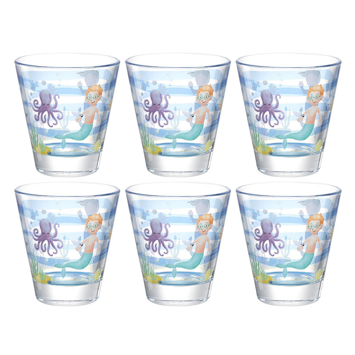 KINDER-GLÄSERSET Bambini Aventura 6-teilig  - Trend, Glas (8,5/9/8,5cm) - Leonardo