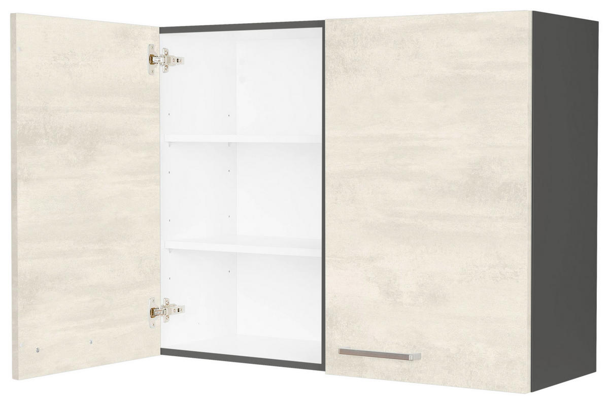 KÜCHENOBERSCHRANK 90/72/35 cm  in Weiß  - Schieferfarben/Edelstahlfarben, MODERN, Holzwerkstoff (90/72/35cm) - Nobilia