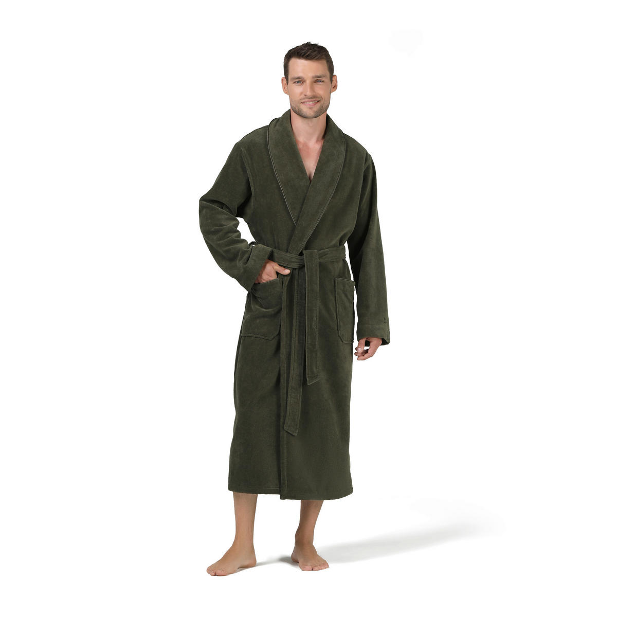 BADEMANTEL S Unisex  - Olivgrün, Basics, Textil (Snull) - Moeve