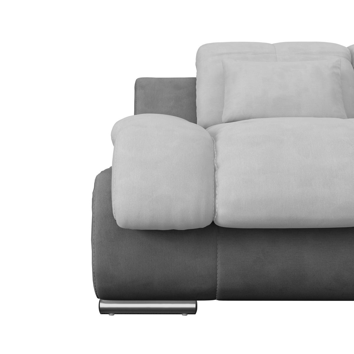 WOHNLANDSCHAFT Grau, Hellgrau, Dunkelgrau Mikrofaser  - Chromfarben/Dunkelgrau, MODERN, Textil/Metall (184/345/228cm) - MID.YOU