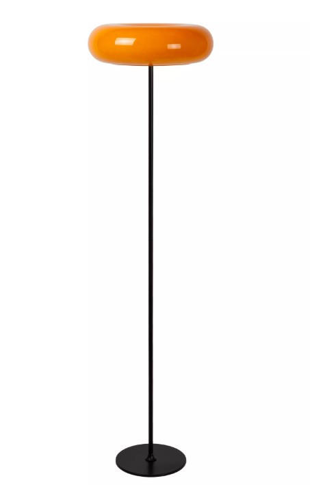 STEHLEUCHTE Sentino 40/40/150 cm   - Schwarz/Orange, KONVENTIONELL, Glas (40/40/150cm) - Lucide