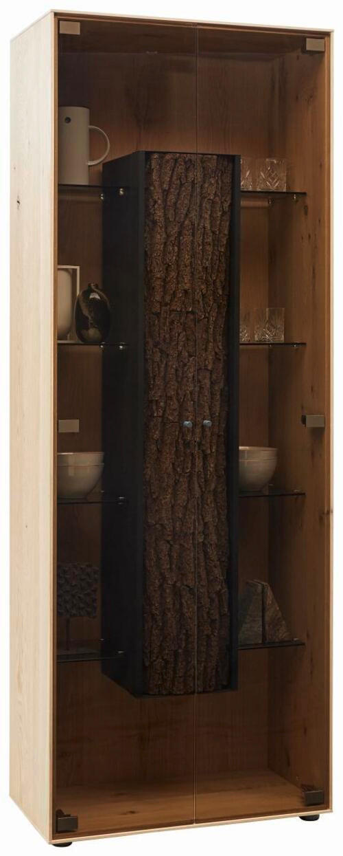 VITRINE  in vollmassiv Kerneiche Eichefarben - Eichefarben/Transparent, Natur, Glas/Holz (77/205/39cm) - Valnatura