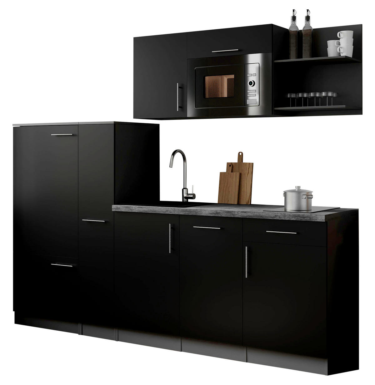 MODULKÖK 235 cm   i svart  - svart/grå, Trend, metall/trämaterial (235cm) - Respekta