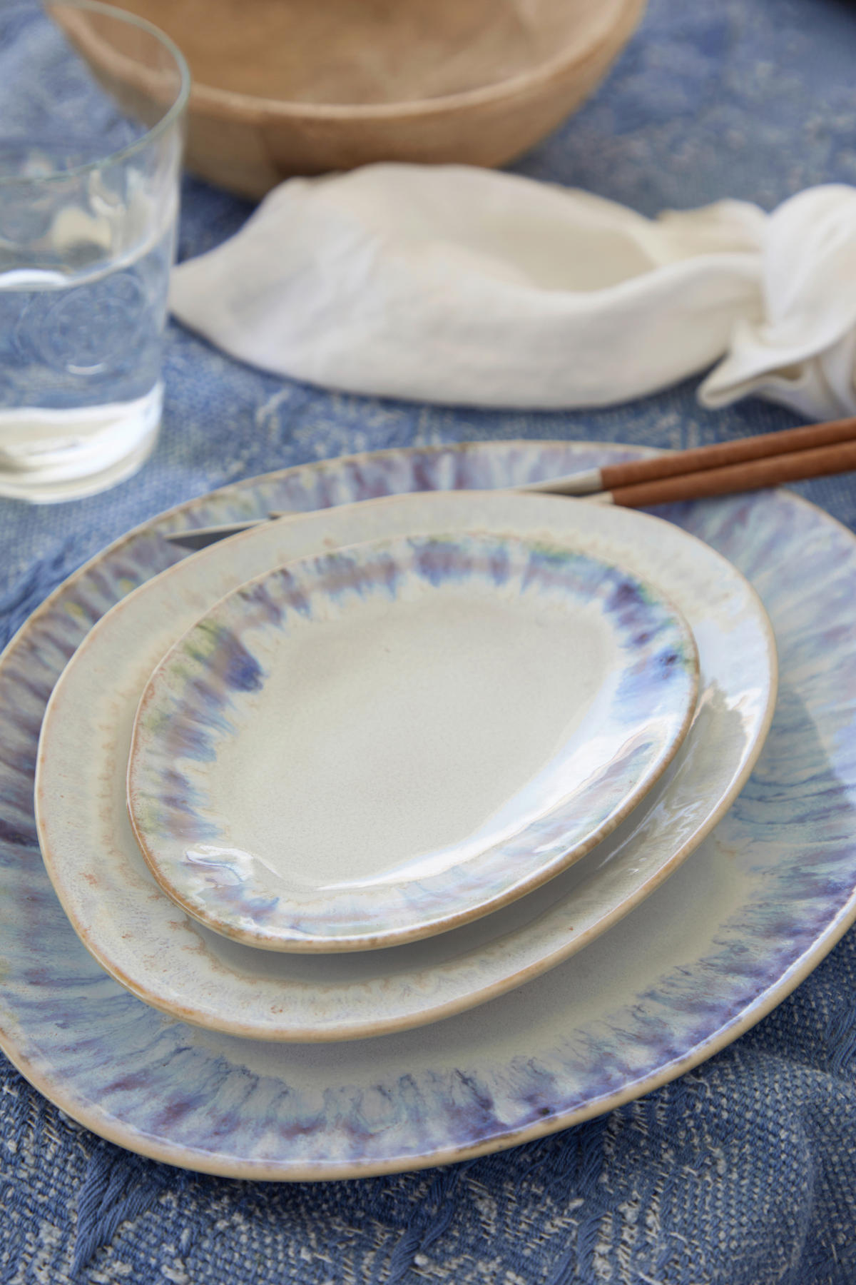 TELLERSET BRISA 6-teilig  - Blau/Weiß Hochglanz, Basics, Keramik (11cm) - Costa Nova