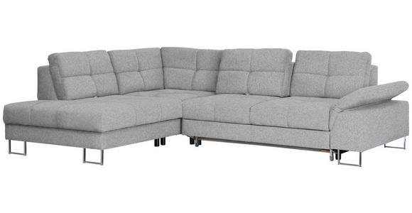 ECKSOFA in Flachgewebe Hellgrau  - Hellgrau, Design, Textil/Metall (229/296cm) - Novel