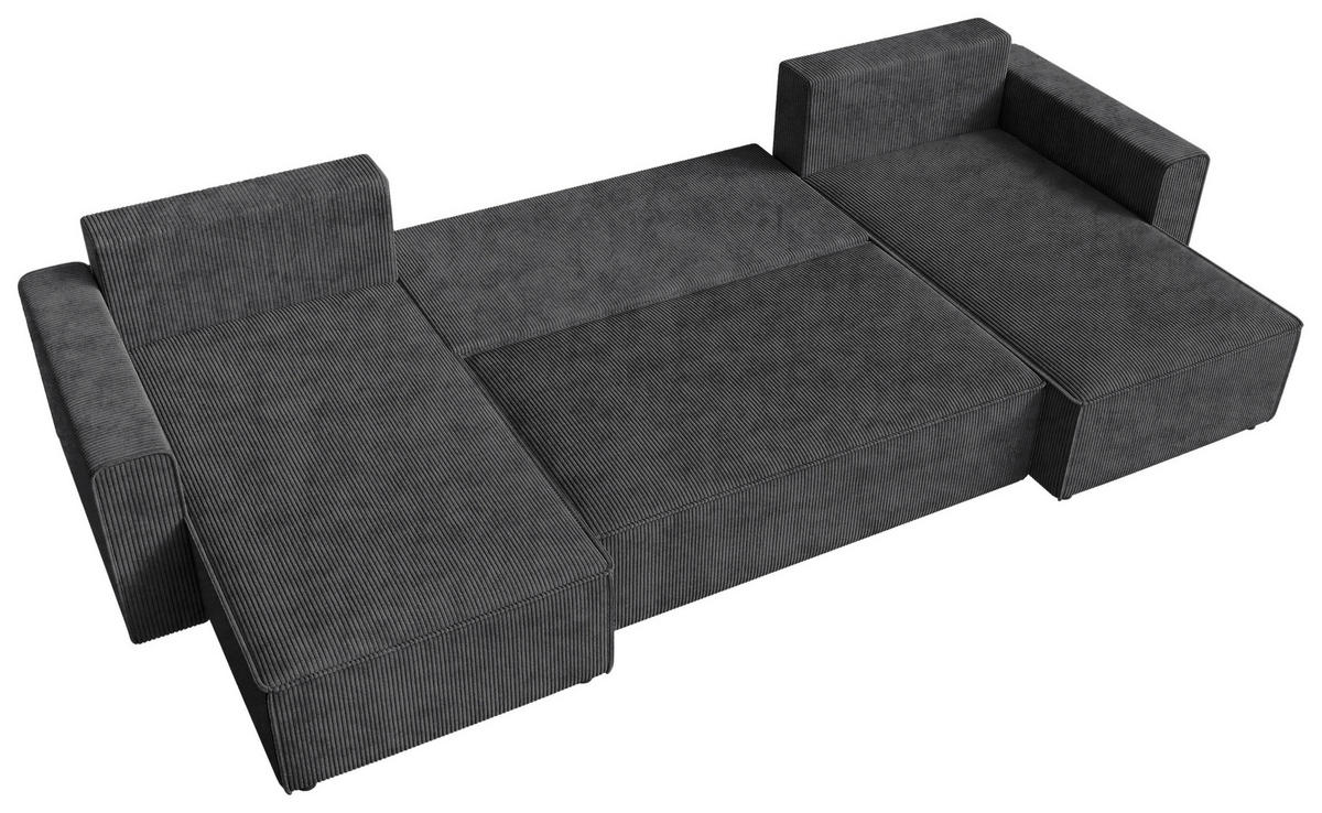 WOHNLANDSCHAFT Anthrazit Cord  - Anthrazit/Schwarz, KONVENTIONELL, Kunststoff/Textil (140/305/140cm) - Carryhome