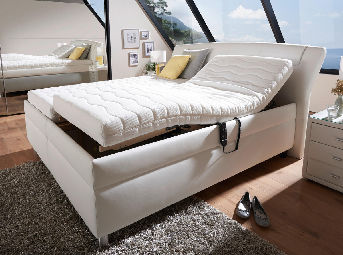 POLSTERBETT 200/210 cm  in Weiss  - Weiss/Silberfarben, Konventionell, Textil/Metall (200/210cm) - Esposa