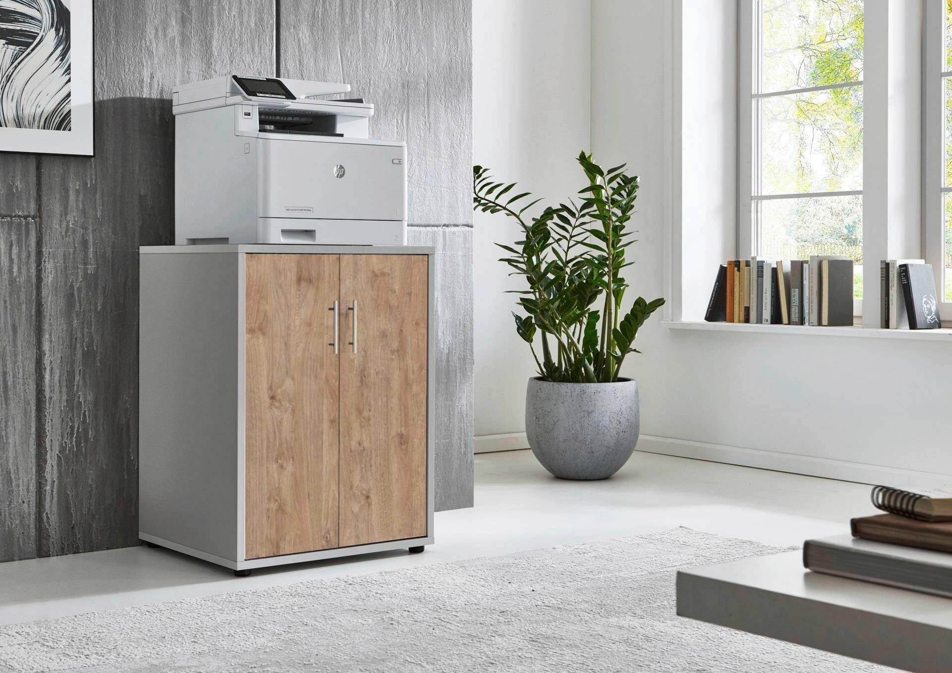 AKTENSCHRANK Grau, Eichefarben  - Eichefarben/Grau, MODERN, Holzwerkstoff (54/74/50cm) - MID.YOU