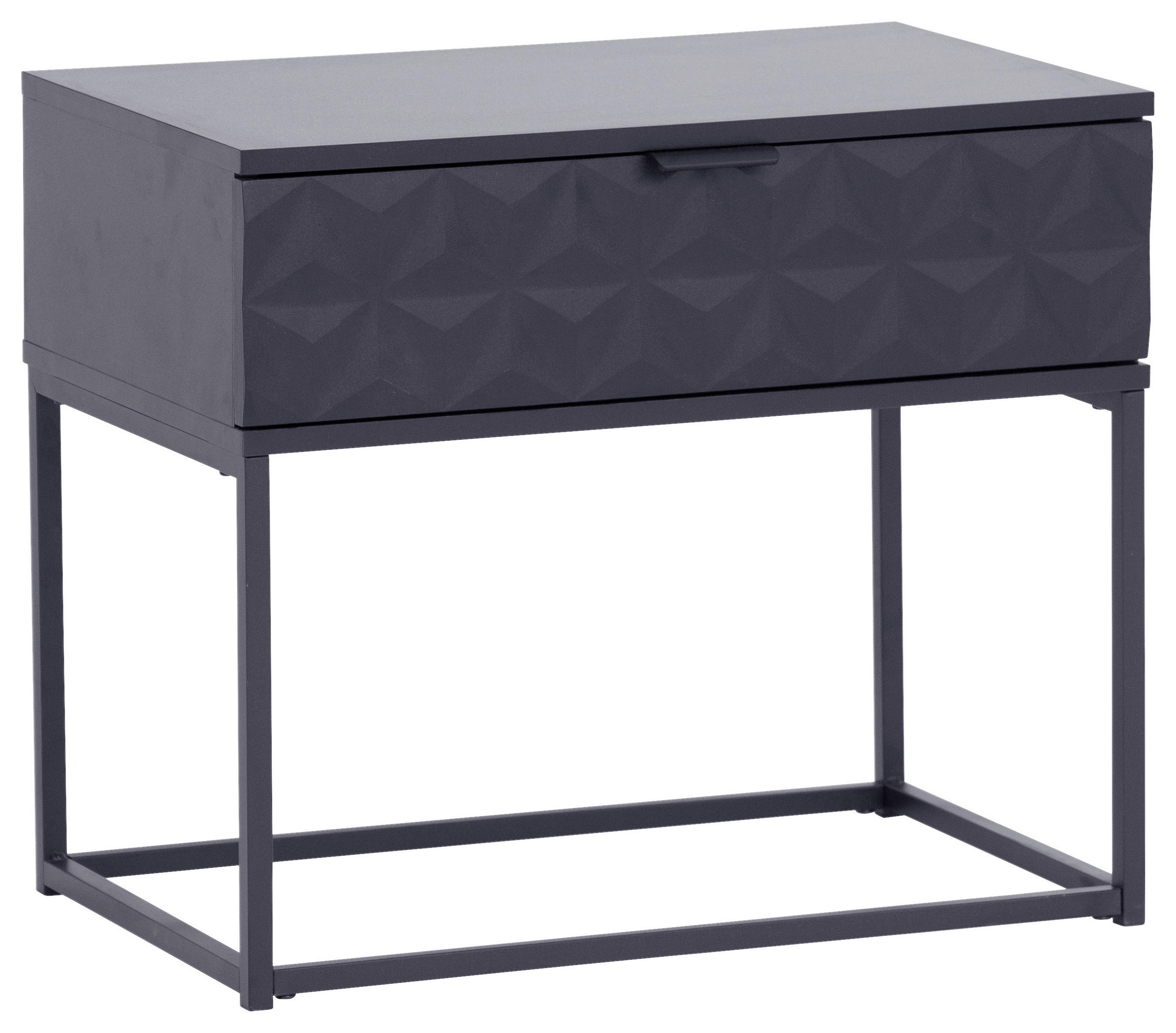 NACHTSCHRANK 59,5/52/38,5 cm, Schwarz,  - Schwarz, KONVENTIONELL, Holzwerkstoff/Metall (59,5/52/38,5cm) - Boxxx