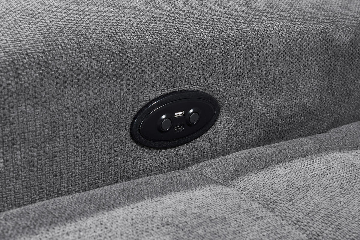 ECKSOFA in Webstoff Anthrazit  - Anthrazit/Schwarz, Konventionell, Kunststoff/Textil (282/200cm) - MID.YOU