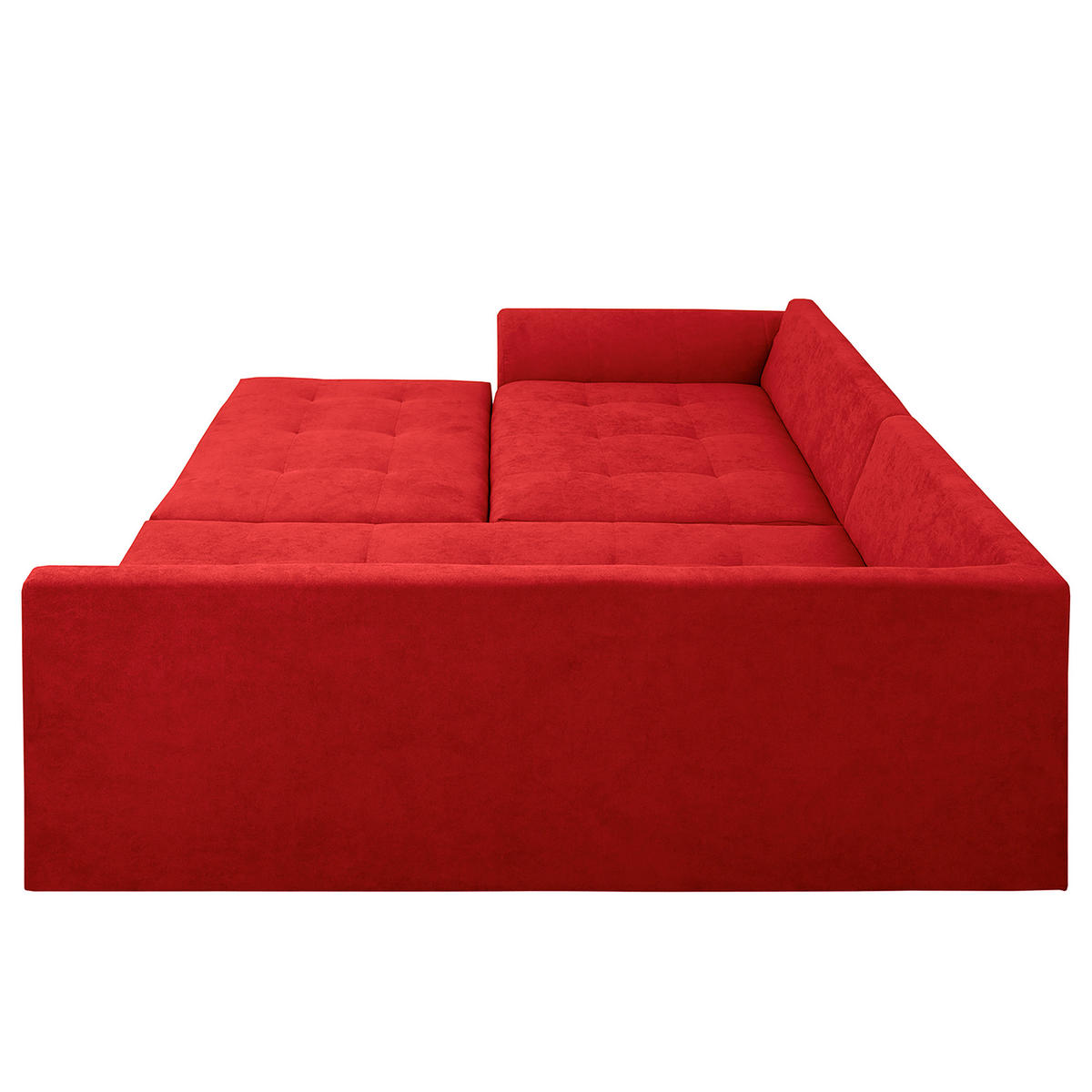 ECKSOFA inkl. Hocker Ariella in Mikrofaser Rot  161/231 cm  - Rot/Naturfarben, Design, Holz/Textil (161/231cm) - Livetastic