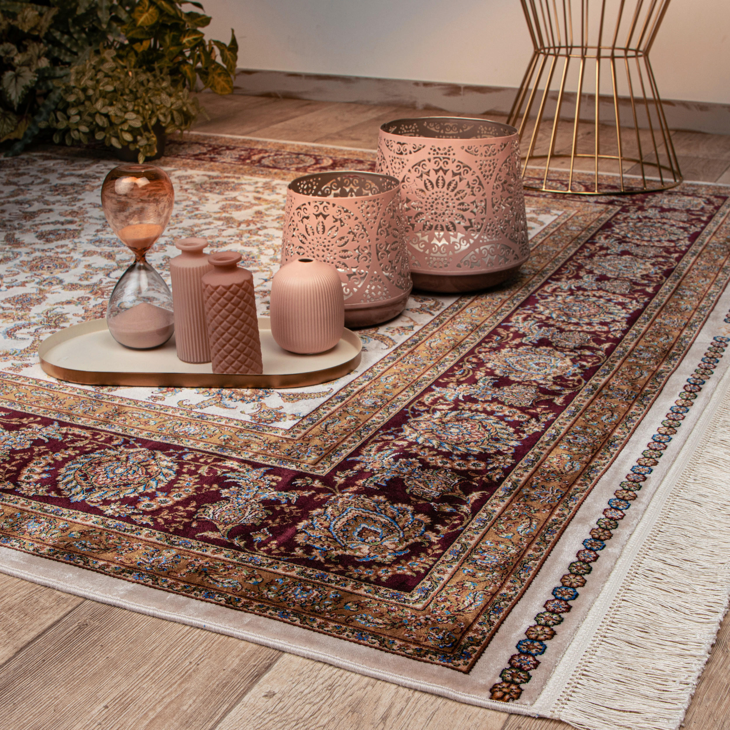 WEBTEPPICH 160/230 cm My Babylon of Obsession Creme, Hellbraun, Kirschrot  - Hellbraun/Creme, Design, Textil (160/230cm) - Obsession