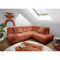 ECKSOFA Chenille Rostfarben  - Rostfarben/Schwarz, Modern, Kunststoff/Textil (254/203cm) - Livetastic