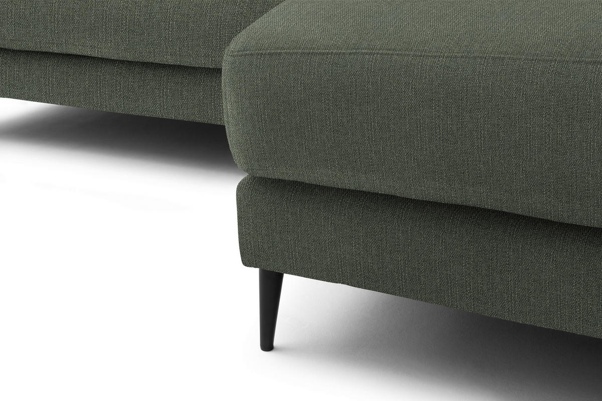 ECKSOFA in Flachgewebe Grün  253/177 cm  - Schwarz/Grün, Design, Textil/Metall (253/177cm) - Dieter Knoll