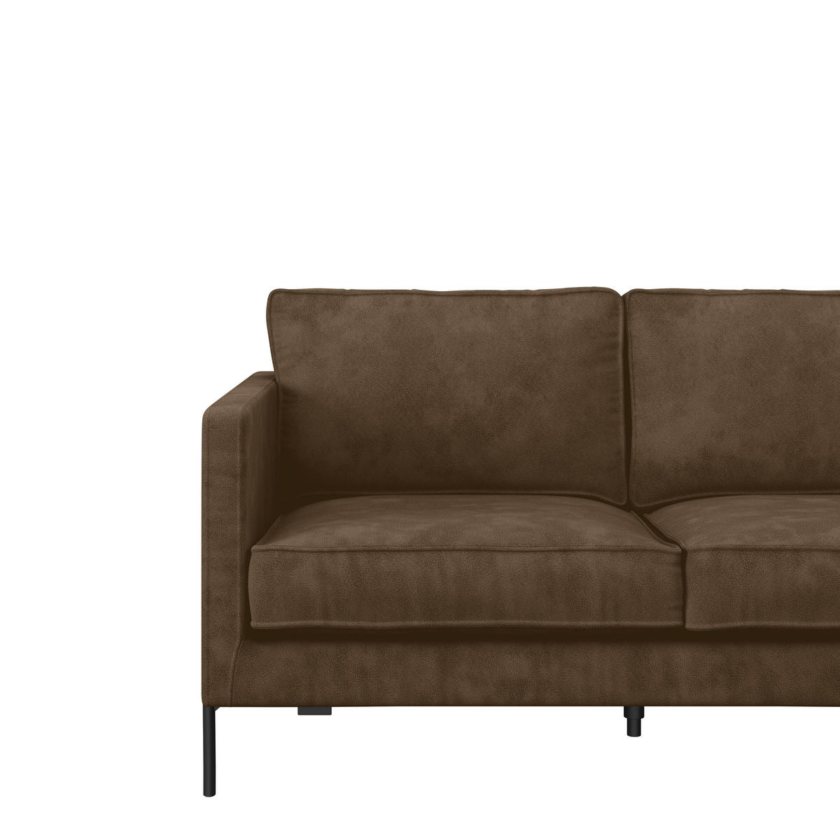 ECKSOFA in Flachgewebe Braun  - Schwarz/Braun, Trend, Textil/Metall (232/154cm) - Livetastic