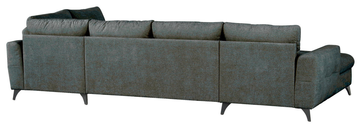 WOHNLANDSCHAFT Grau Chenille  - Schwarz/Grau, KONVENTIONELL, Textil/Metall (160/340/188cm) - Xora
