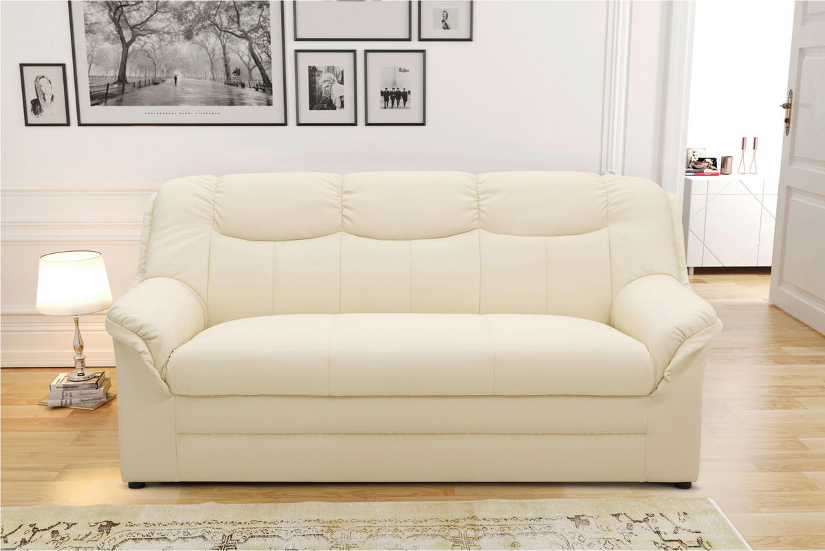 3-SITZER-SOFA BERLIN FK Lederlook Beige  - Beige/Schwarz, KONVENTIONELL, Kunststoff/Textil (178/89/87cm) - MID.YOU