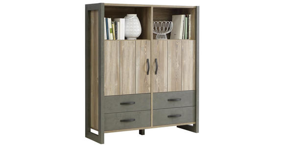 HIGHBOARD Kieferfarben, Dunkelgrau  - Dunkelgrau/Schwarz, Trend, Holzwerkstoff/Kunststoff (129,8/153,4/43,1cm) - Carryhome