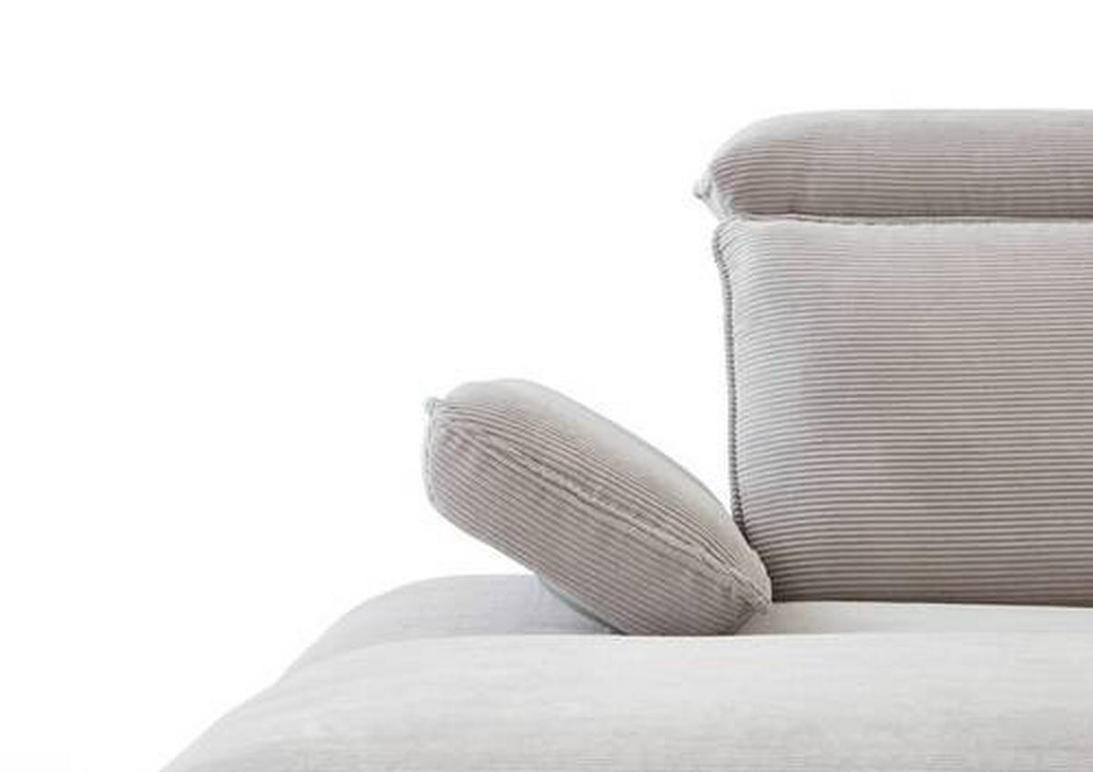 ECKSOFA in Cord Hellgrau  - Hellgrau/Schwarz, Design, Textil/Metall (301/202cm) - Moderano