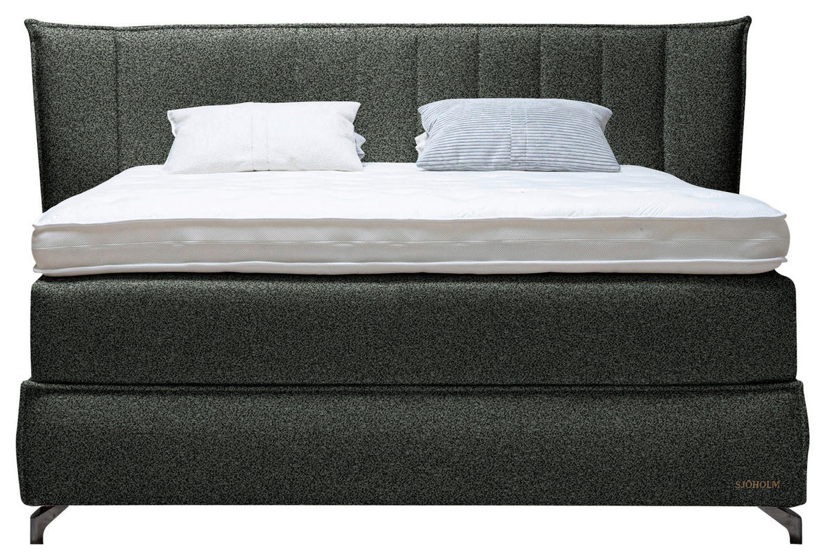 BOXSPRINGBETT 180/200 cm  in Graugrün  - Schwarz/Graugrün, KONVENTIONELL, Holz/Textil (180/200cm) - Sjöholm