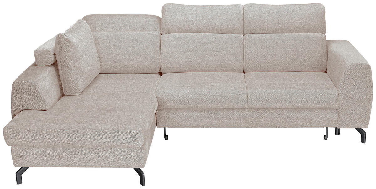 ECKSOFA Beige Chenille  - Beige/Schwarz, KONVENTIONELL, Textil/Metall (185/266cm) - Carryhome