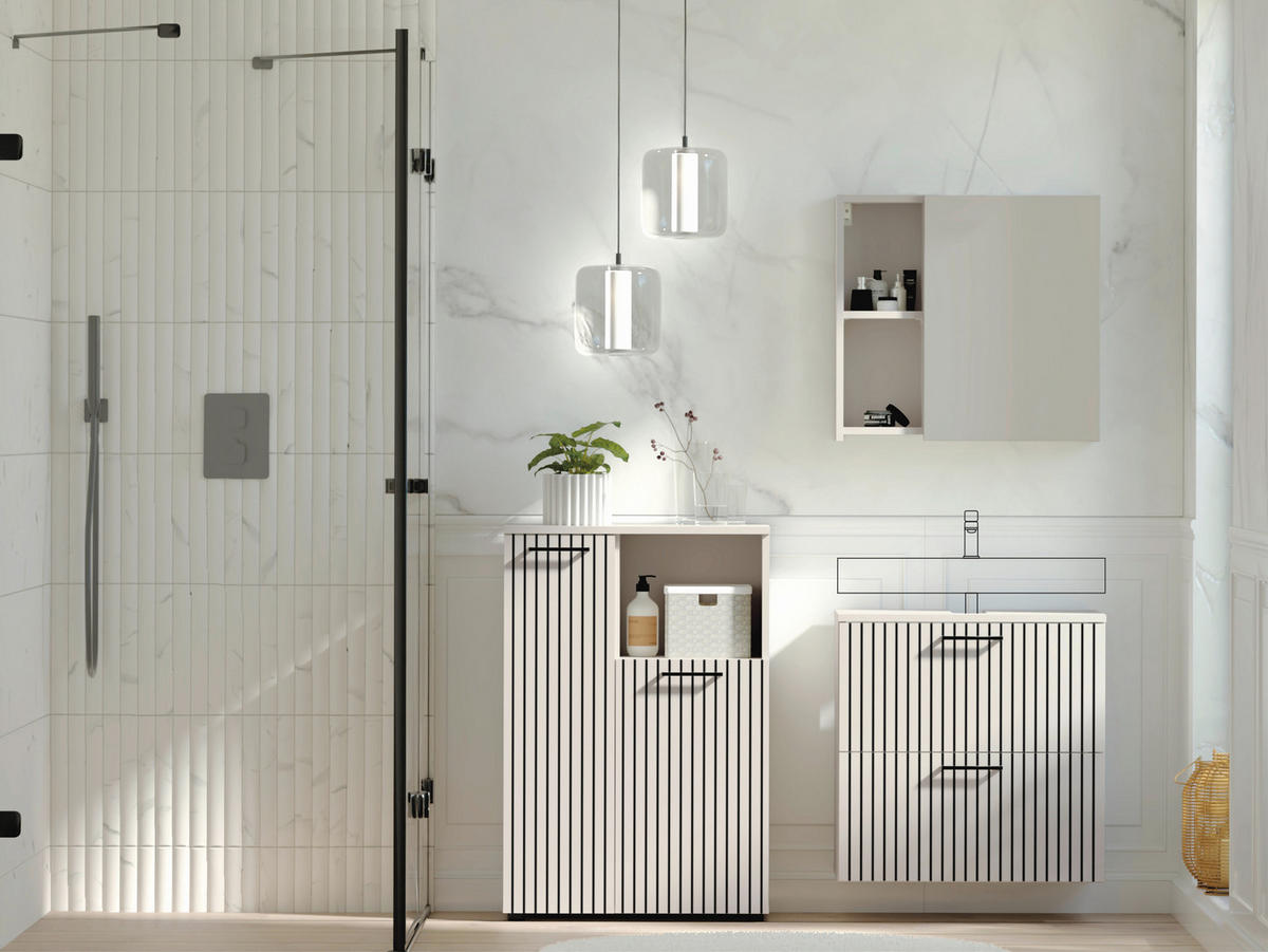 Baie 3 piese, 135 cm - cașmir/negru, Trend, metal/material pe bază de lemn (135cm) - Respekta