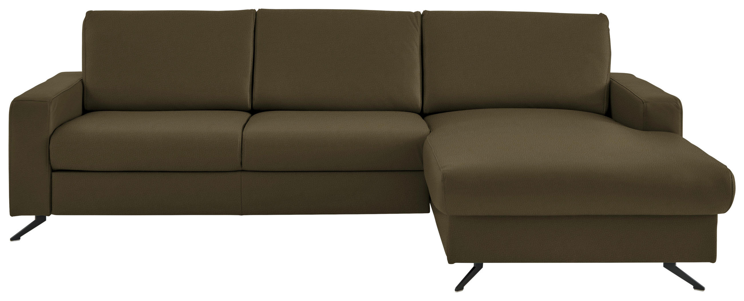 ECKSOFA in Echtleder Grün  - Schwarz/Grün, Design, Leder/Metall (267/165cm) - Beldomo Premium
