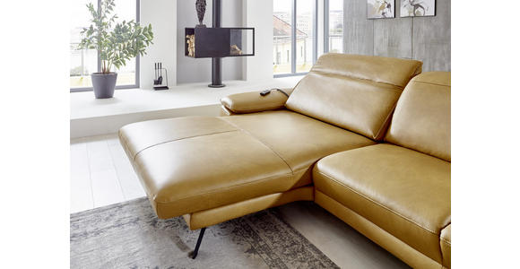 ECKSOFA in Echtleder Hellbraun 328/193 cm - Hellbraun/Schwarz, Design, Leder/Metall (328/193cm) - Dieter Knoll
