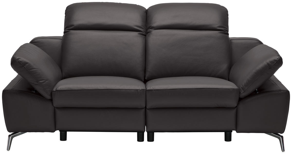 KÉTÜLÉSES KANAPÉ bőr sötétbarna  - krómszínű/sötétbarna, Design, műanyag/bőr (194/83-99/110cm) - Celina Home