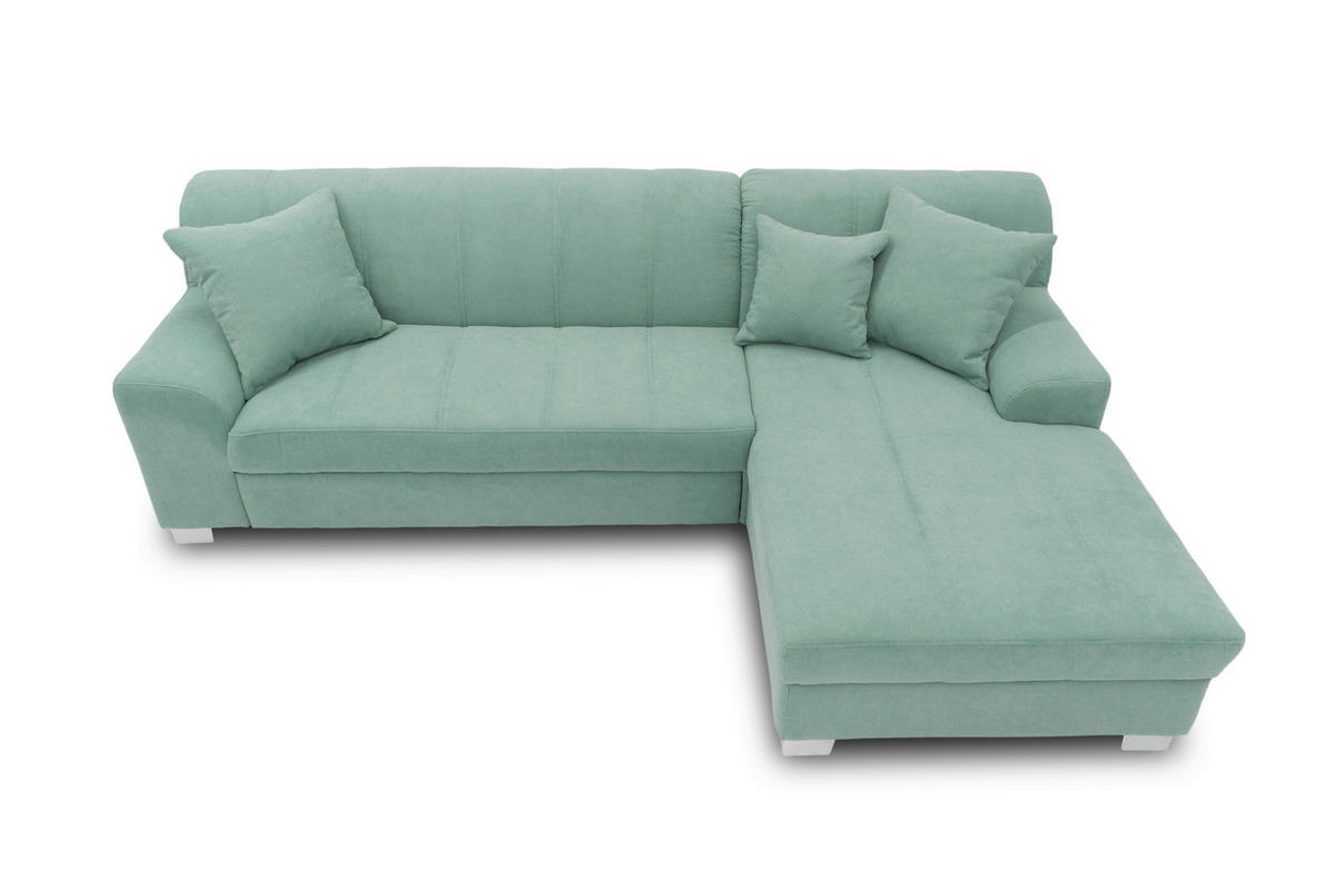 ECKSOFA CAPRI Mintgrün Mikrofaser  - Chromfarben/Mintgrün, KONVENTIONELL, Textil/Metall (239/152cm) - MID.YOU