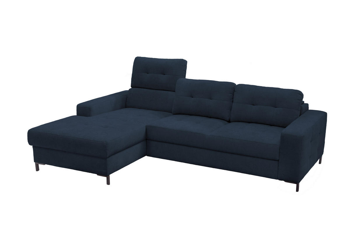 ECKSOFA in Struktur Dunkelblau  176/255 cm  - Schwarz/Dunkelblau, Design, Textil/Metall (176/255cm) - Livetastic