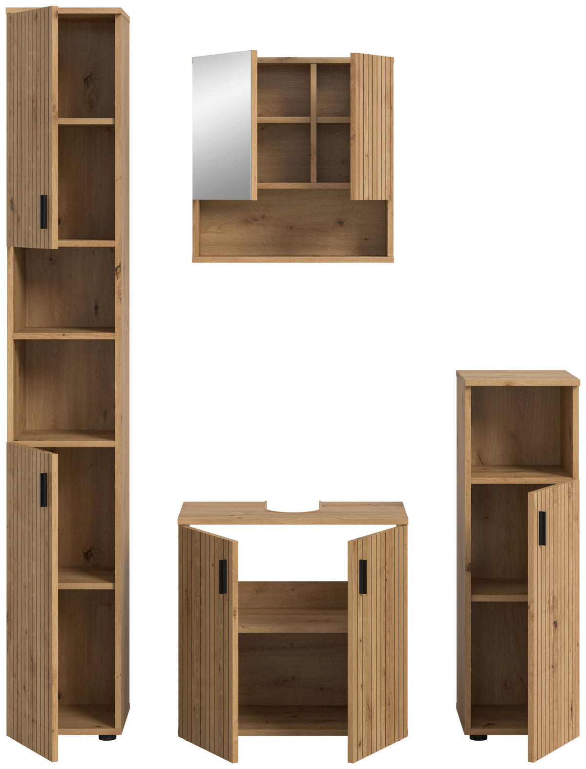 BADEZIMMER 4-teilig  in 120 cm  - Eiche Artisan, Basics, Holzwerkstoff/Kunststoff (120cm) - MID.YOU