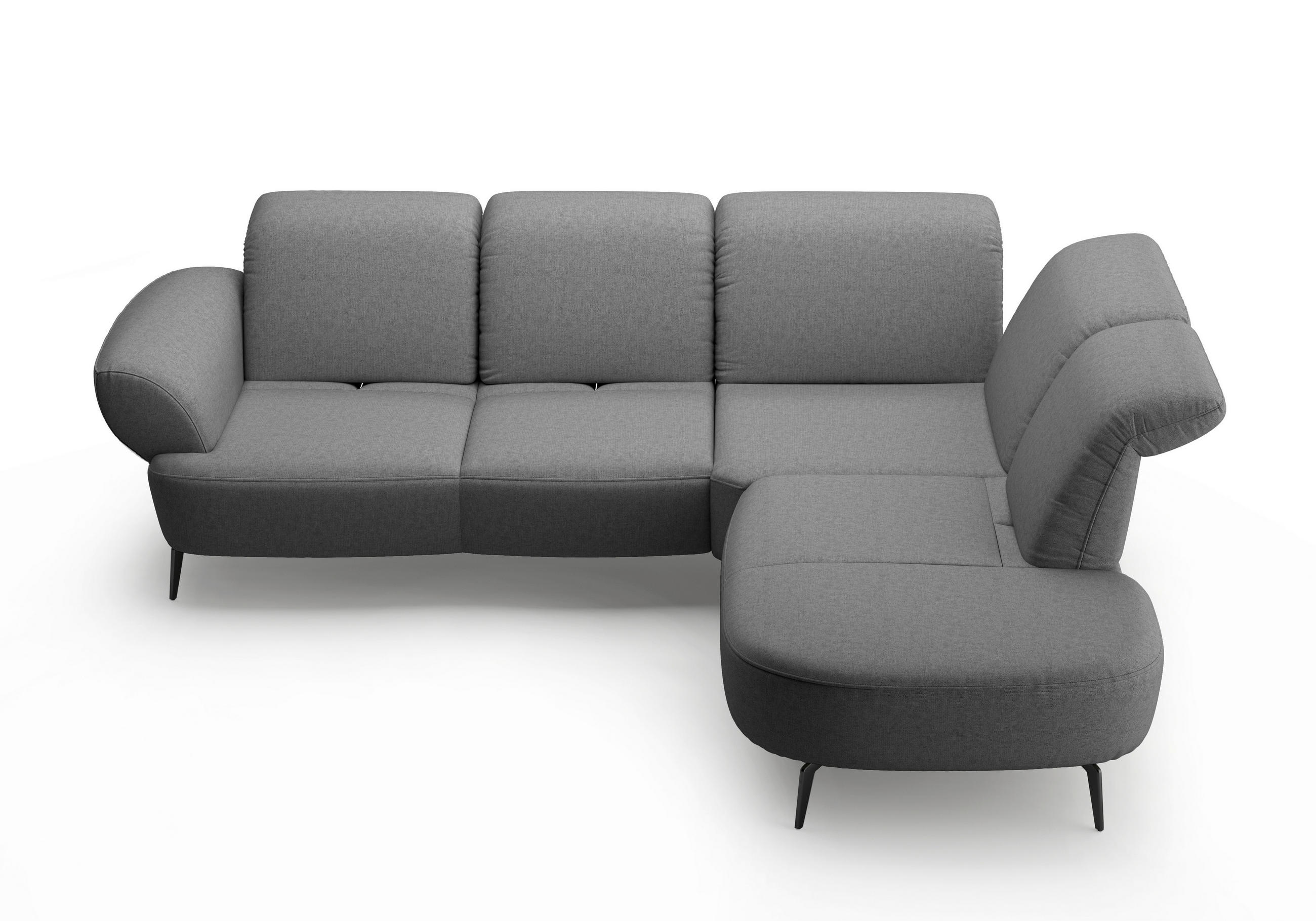 ECKSOFA in Flachgewebe Dunkelgrau  - Dunkelgrau/Schwarz, Modern, Textil/Metall (302/270cm) - Sit & More