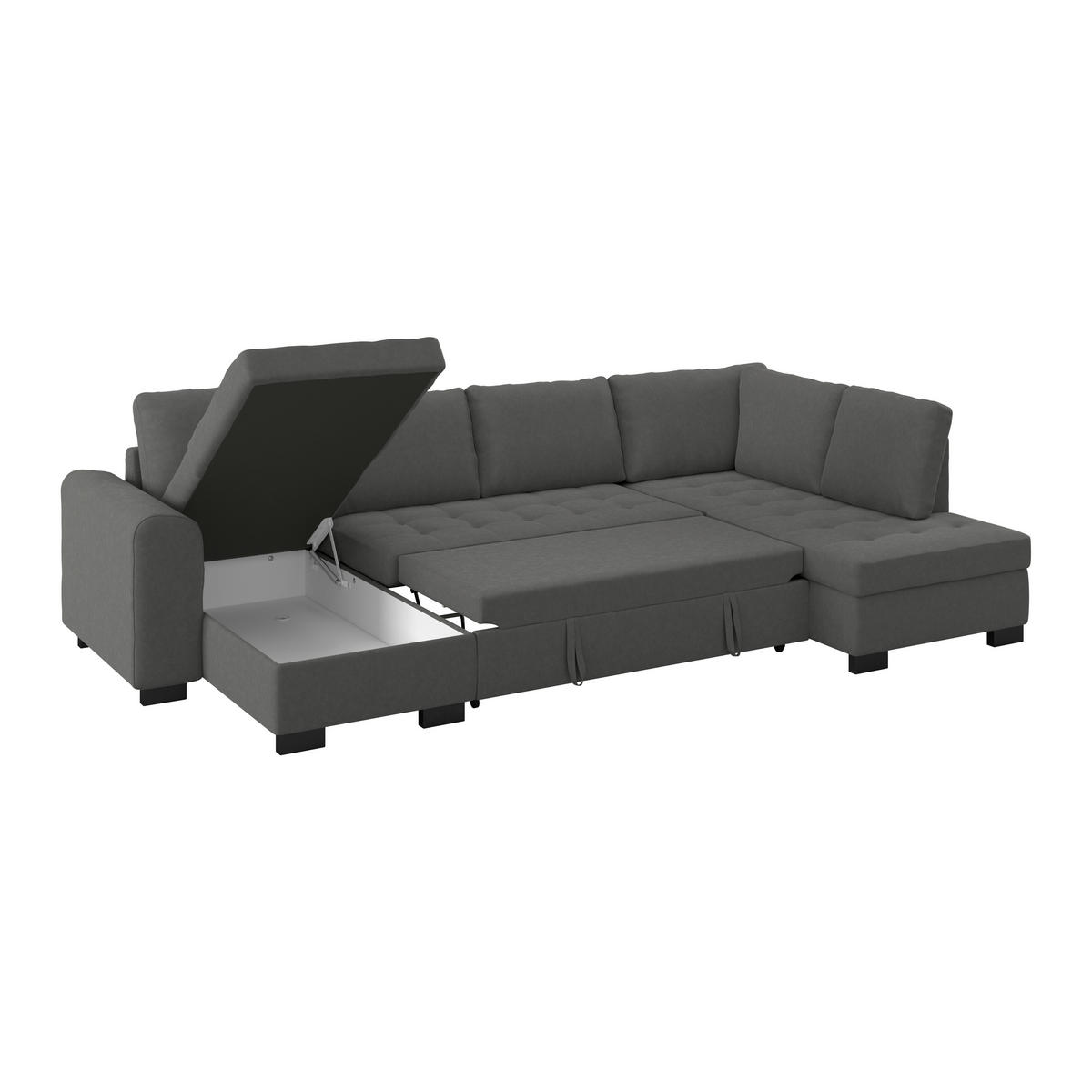 WOHNLANDSCHAFT Anthrazit Mikrofaser  - Anthrazit/Schwarz, MODERN, Kunststoff/Textil (155/305/178cm) - P & B
