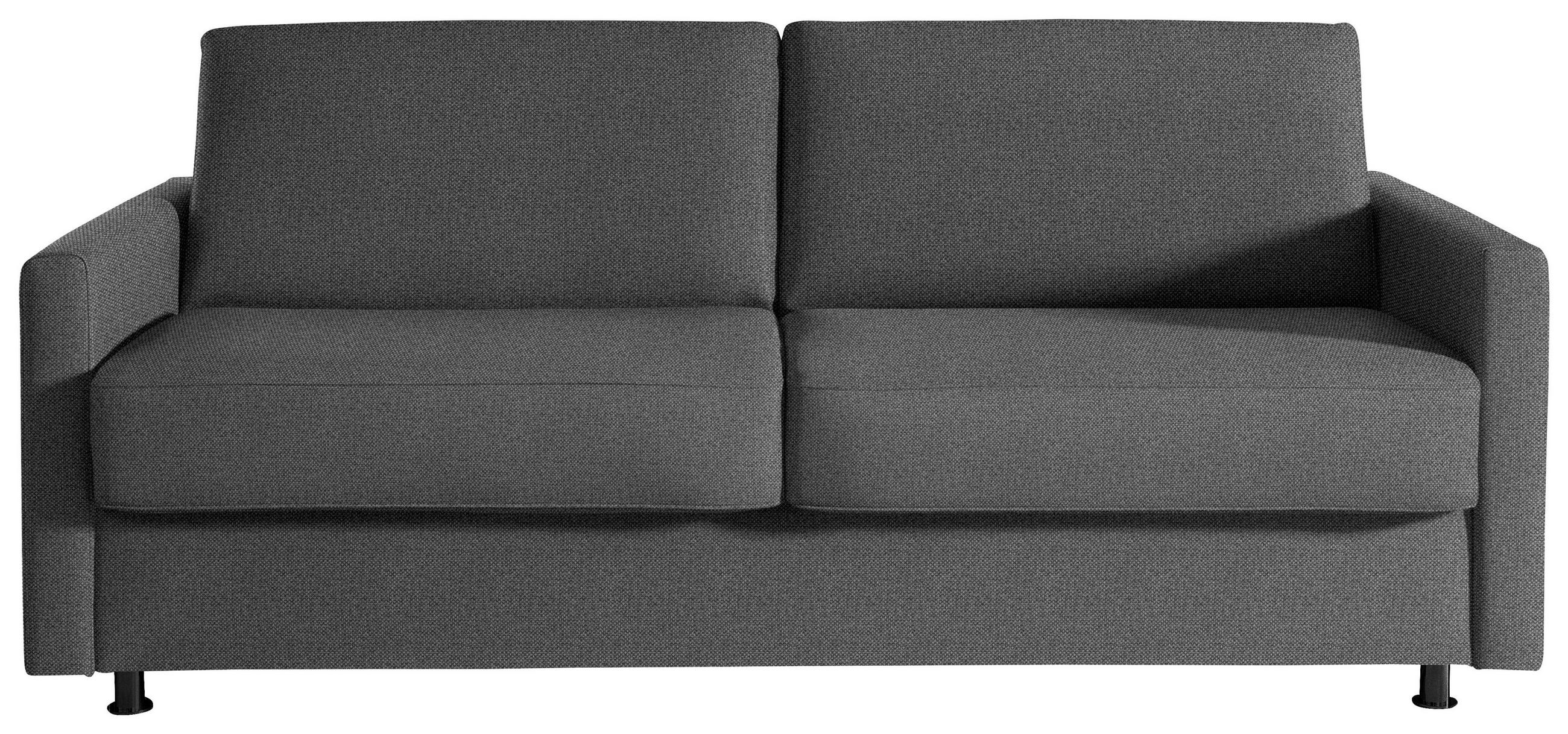 SCHLAFSOFA  in Flachgewebe Dunkelgrau  - Dunkelgrau/Schwarz, KONVENTIONELL, Textil/Metall (207/88/101cm) - Bali
