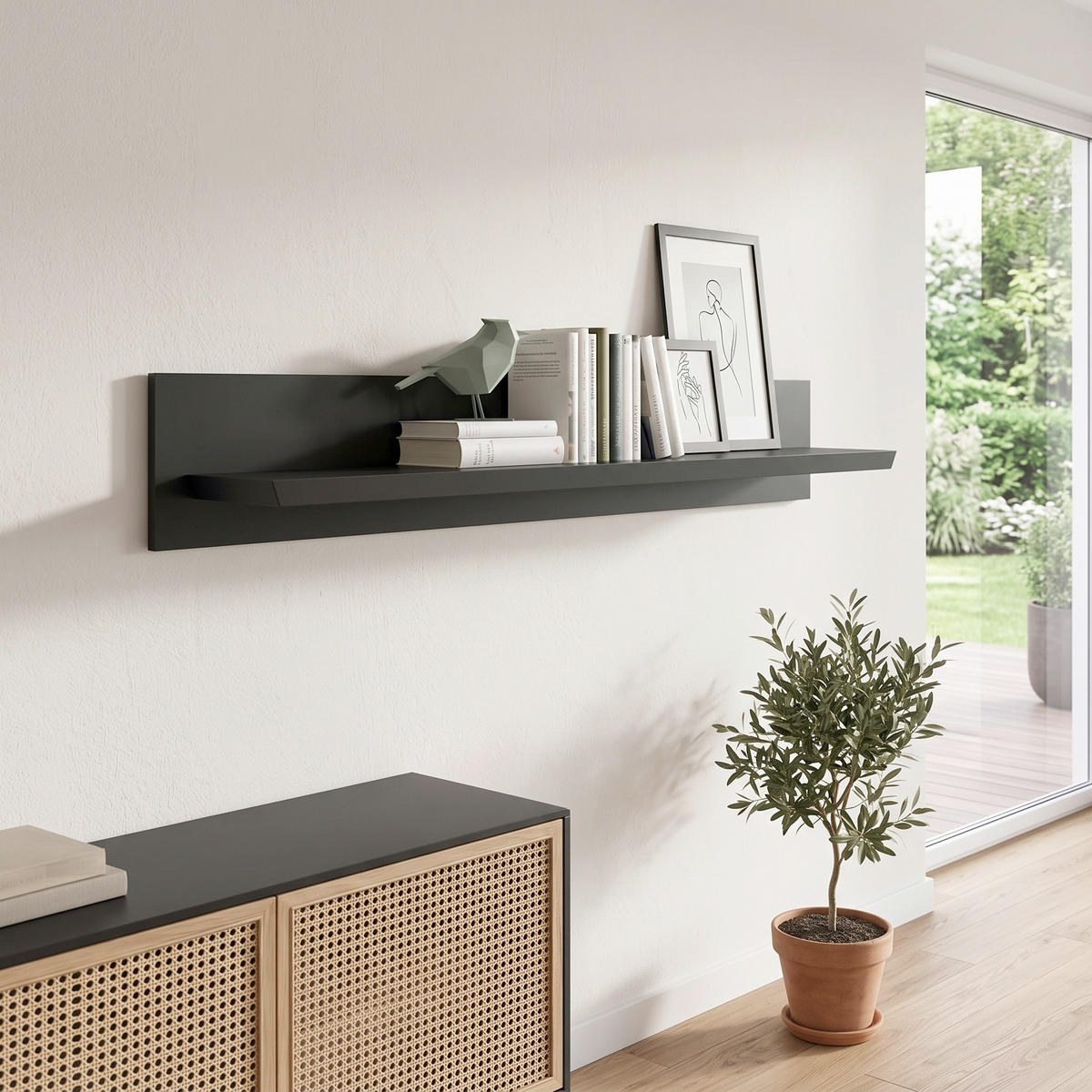 WANDBOARD Holzwerkstoff Schwarz  - Schwarz, Design, Holzwerkstoff (180/25/22cm) - MID.YOU