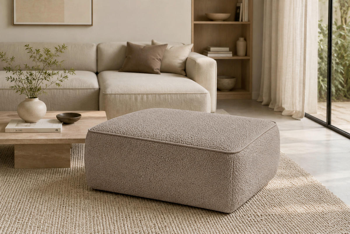 HOCKER in Textil, Holzwerkstoff Taupe  - Taupe/Schwarz, KONVENTIONELL, Holzwerkstoff/Kunststoff (105/43/65cm) - Livetastic