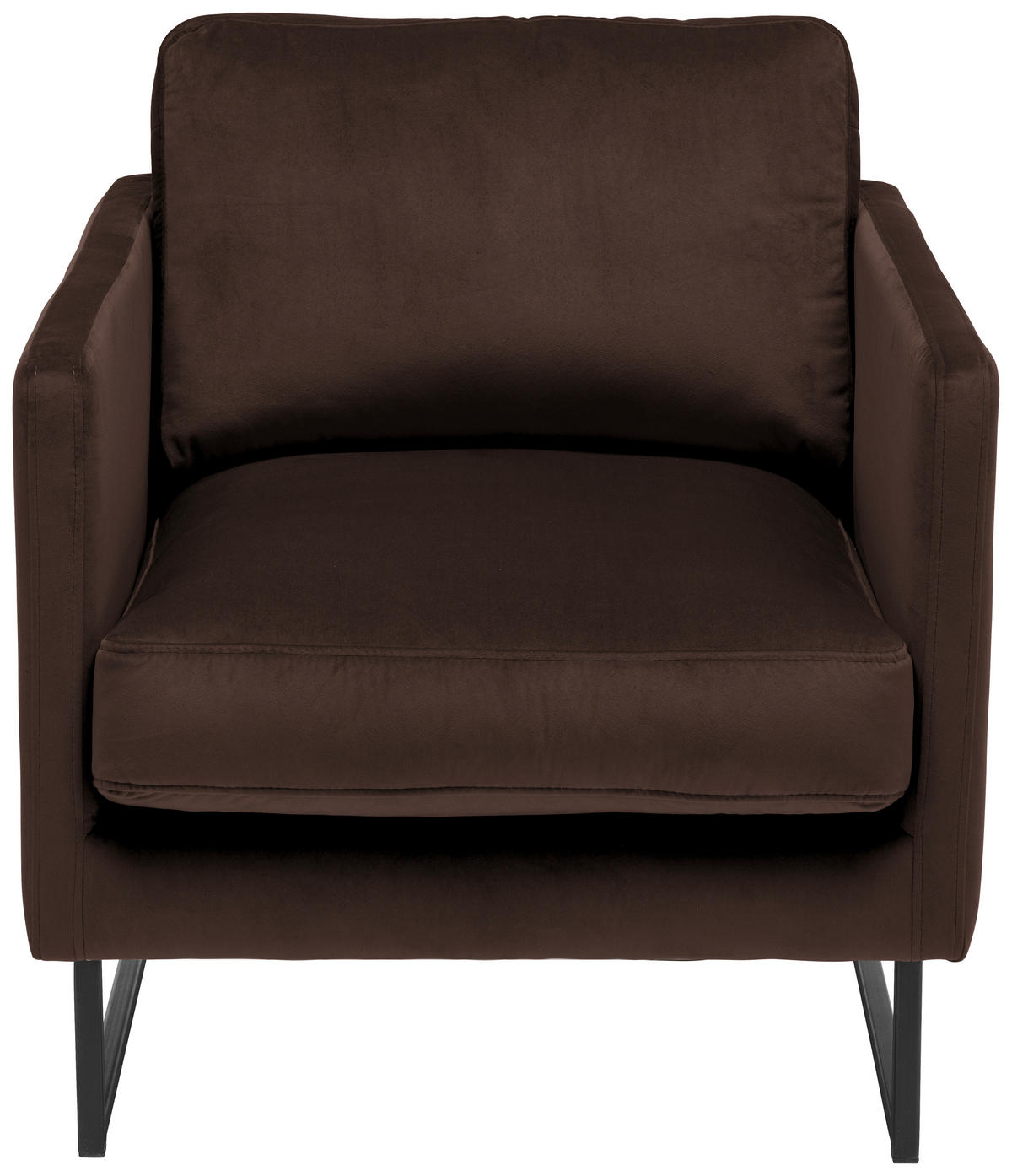 SESSEL in Samt Dunkelbraun  - Dunkelbraun/Schwarz, Design, Textil/Metall (72/78/84cm) - Carryhome