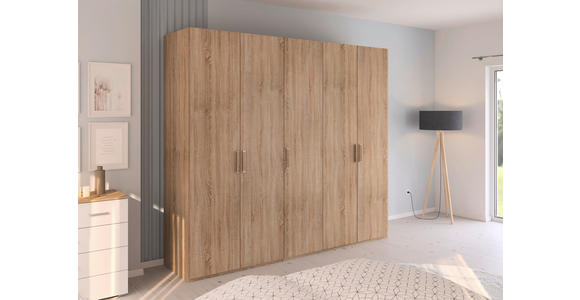 DREHTÜRENSCHRANK 251/223/60 cm 5-türig Sonoma Eiche - Silberfarben/Sonoma Eiche, Design, Holzwerkstoff/Kunststoff (251/223/60cm) - Novel