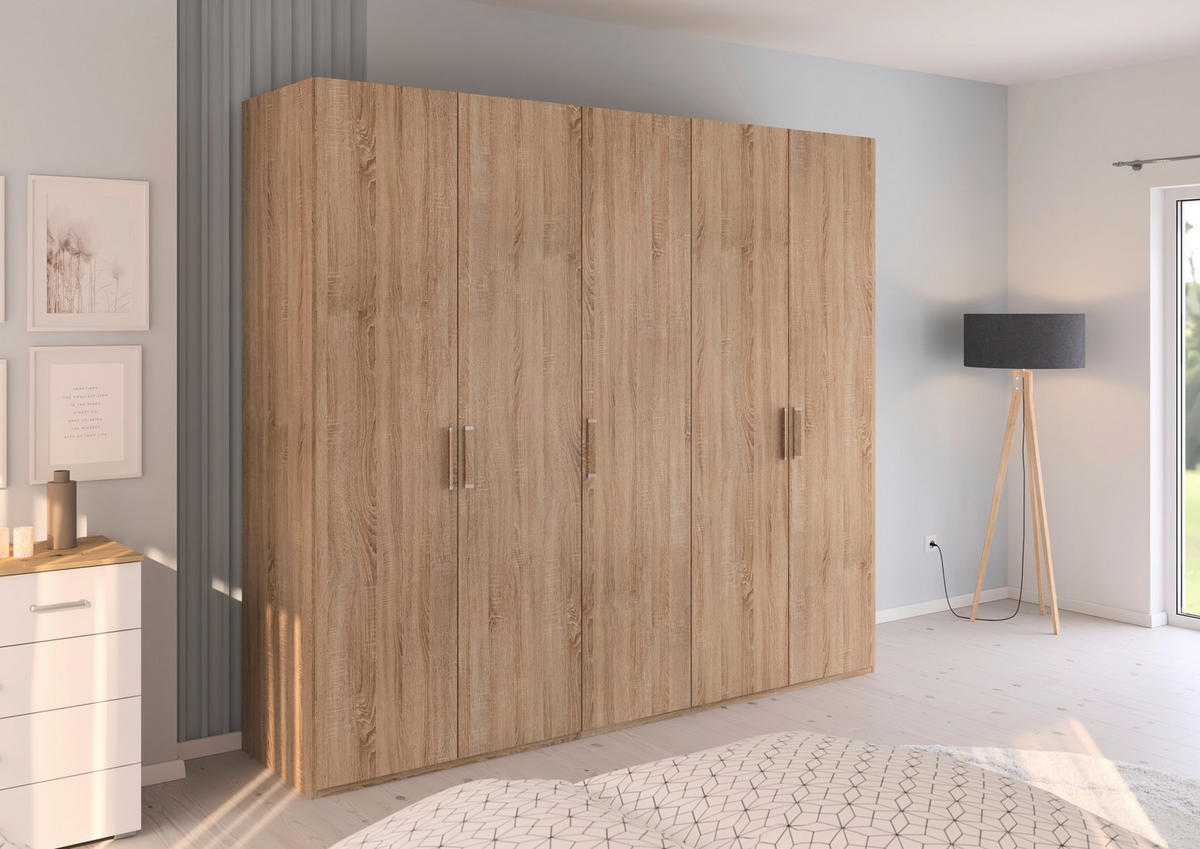 DREHTÜRENSCHRANK 251/223/60 cm 5-türig Sonoma Eiche  - Silberfarben/Sonoma Eiche, Design, Holzwerkstoff/Kunststoff (251/223/60cm) - Novel