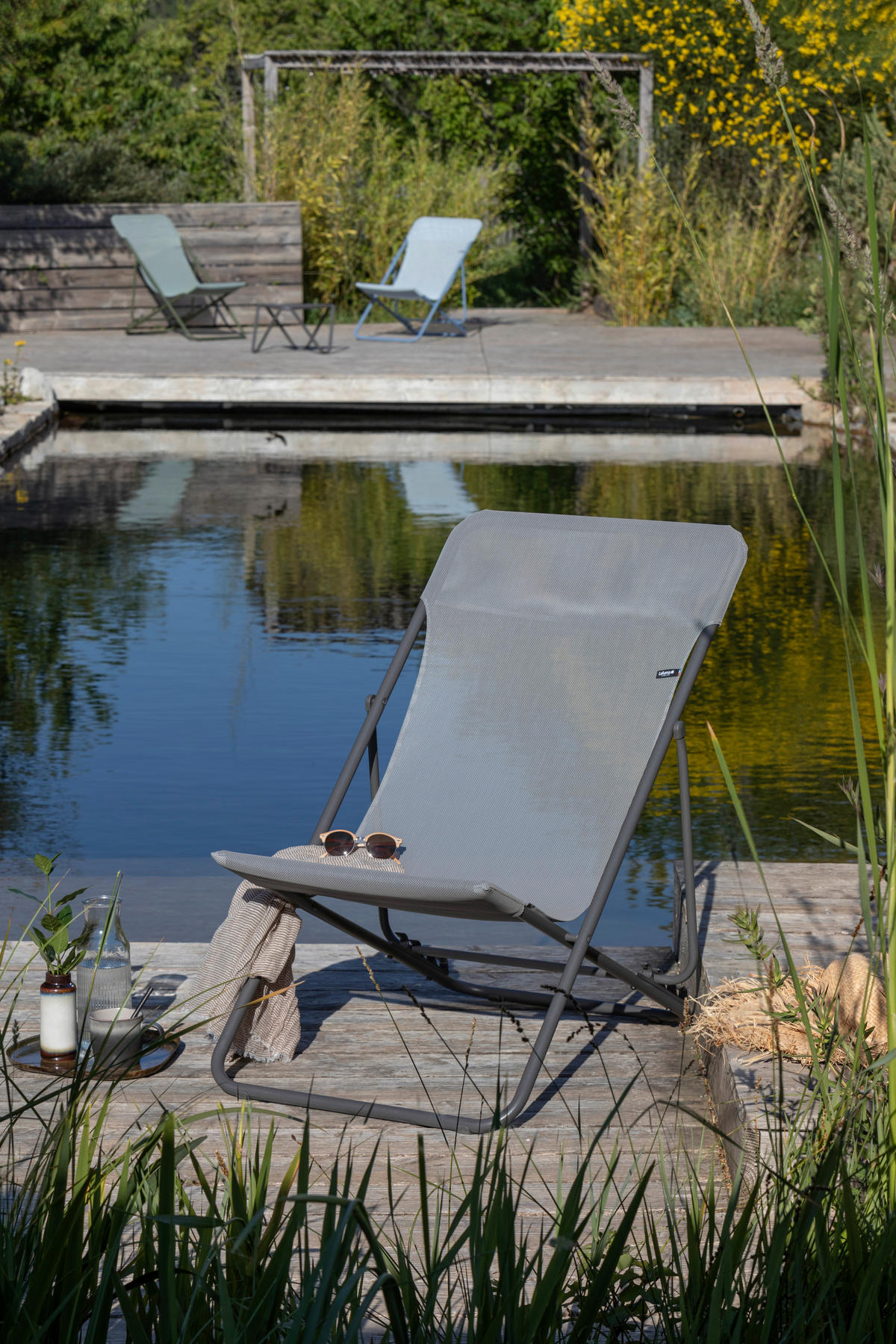 STRANDSTUHL Stahl Schlammfarben  - Schlammfarben, Basics, Textil/Metall (62/77-91/76-82cm) - Lafuma Mobilier