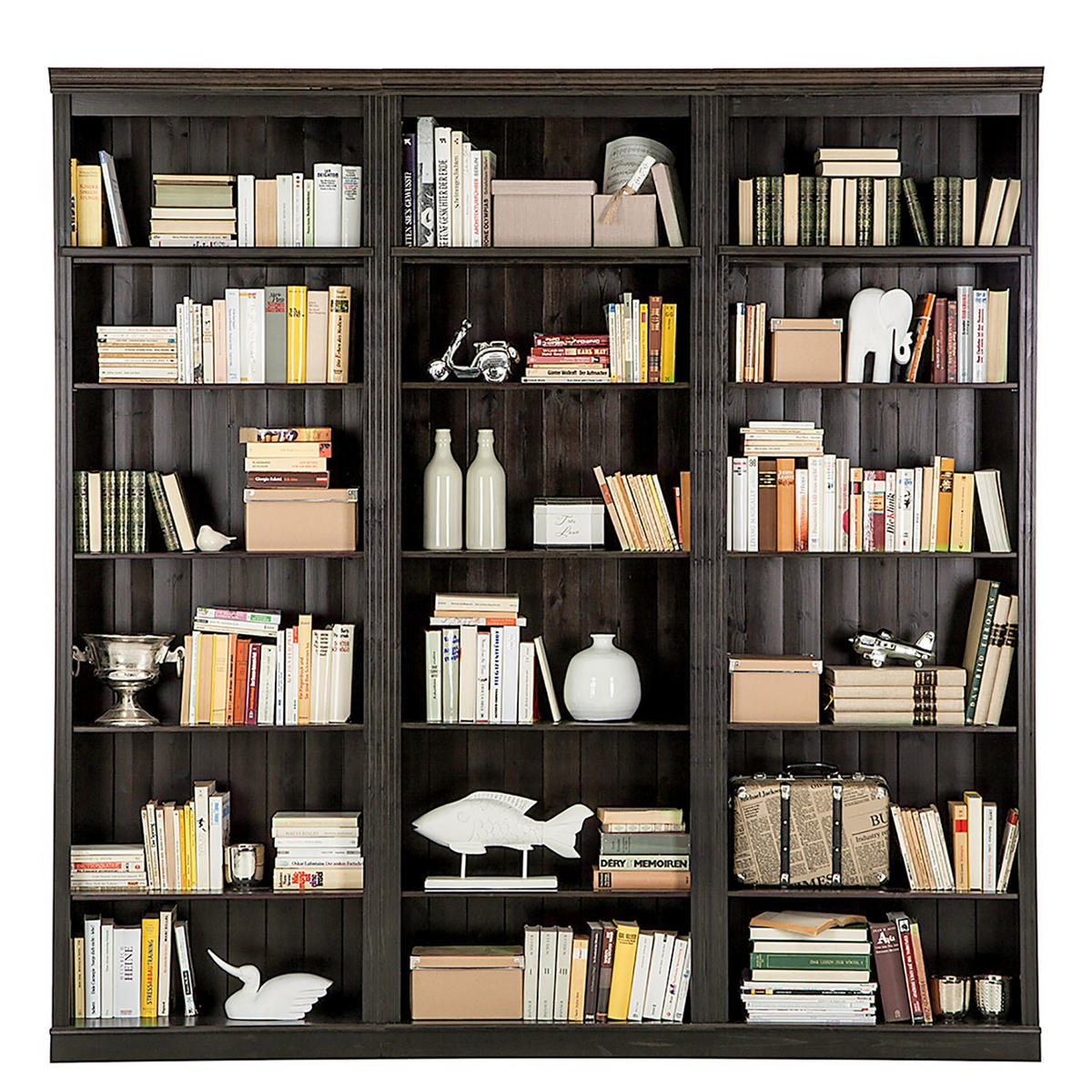 BÜCHERWAND Kiefer massiv Kieferfarben, Dunkelbraun  - Dunkelbraun/Kieferfarben, Design, Holz (223/222/34cm) - Livetastic