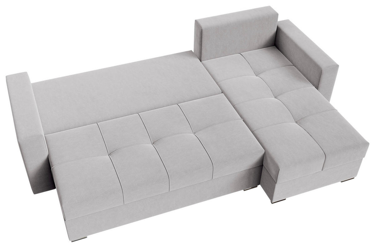 ECKSOFA Hellgrau Samt  - Chromfarben/Hellgrau, KONVENTIONELL, Kunststoff/Textil (233/140cm) - Carryhome
