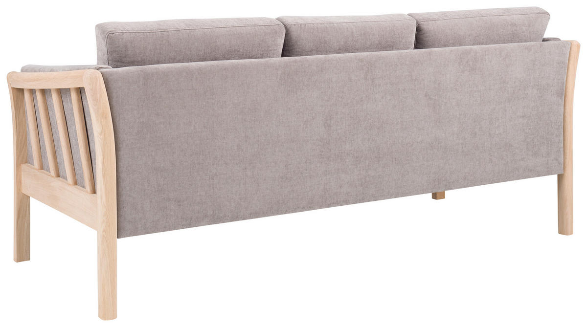 3-SITZER-SOFA Chenille Hellgrau  - Eichefarben/Hellgrau, Design, Holz/Textil (195/79/82cm)