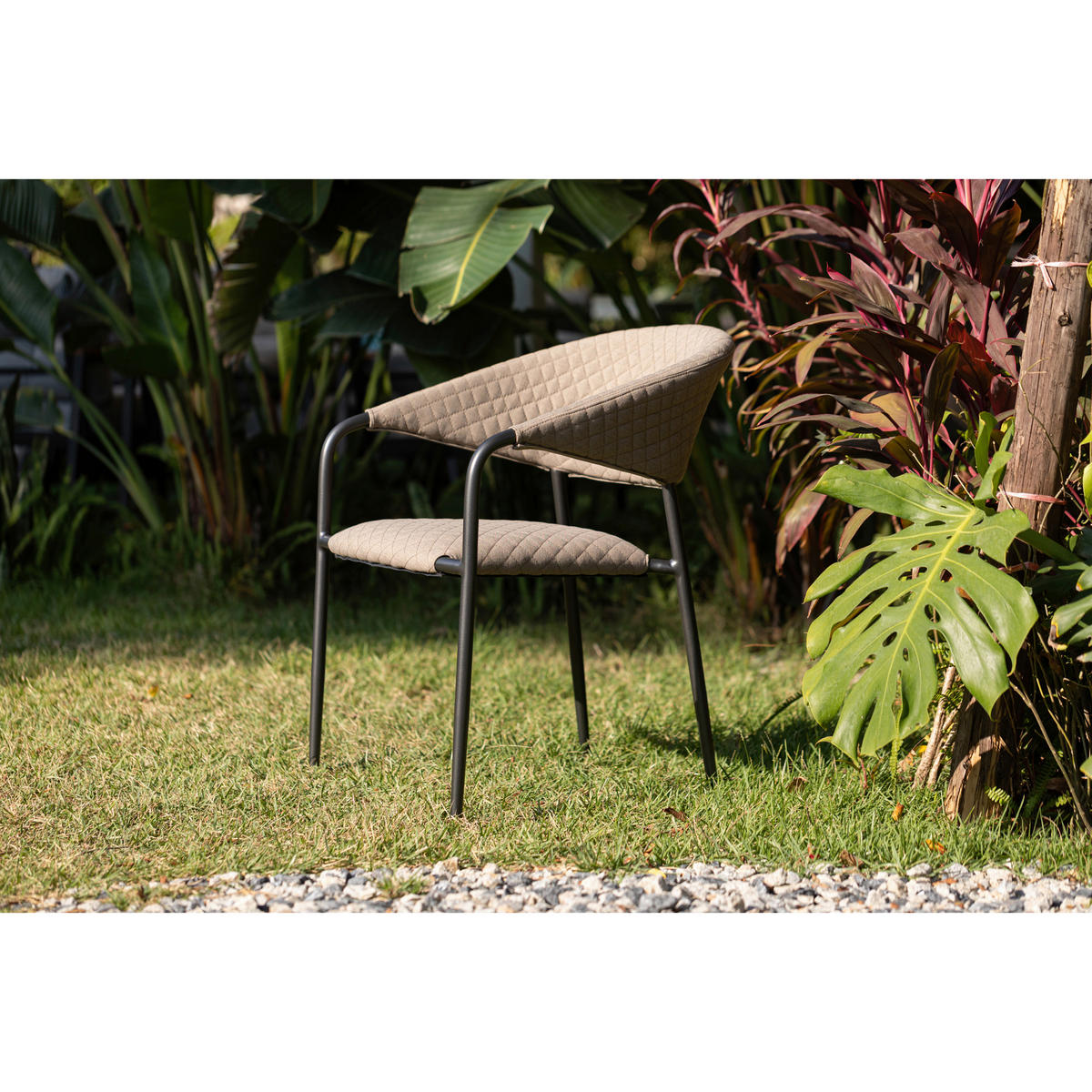 STAPELSESSEL in Metall, Textil Naturfarben, Sandfarben  - Sandfarben/Anthrazit, MODERN, Textil/Metall (58/83/66cm) - Gardenson