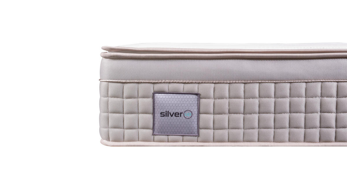 TASCHENFEDERKERNMATRATZE SILVER UP JUMBO EUROTOP 160/210 cm H4 + H4 = sehr fest  - Weiss/Beigebraun, Basics, Textil (160/210cm) - Livetastic