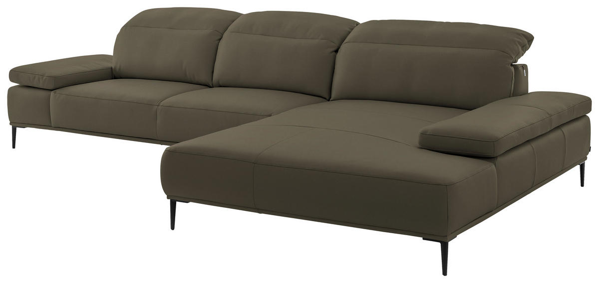 ECKSOFA  in Echtleder Braun  322/206 cm  - Schwarz/Braun, MODERN, Leder/Metall (322/206cm) - Chilliano